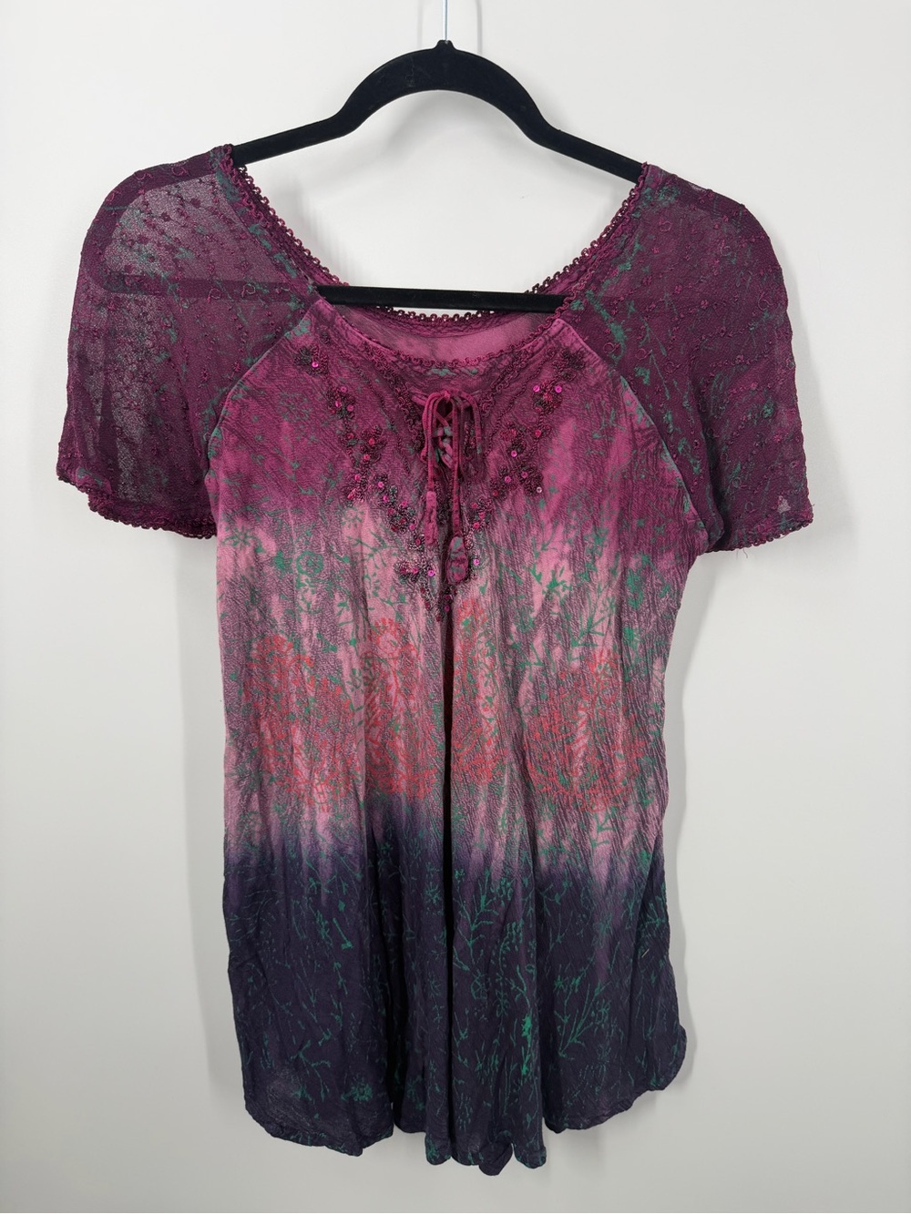 Pink and Purple Fairy Core Lace Up Front Top